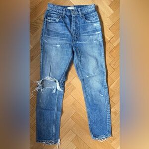 Distressed Moussy High-Rise Blue Denim Jeans